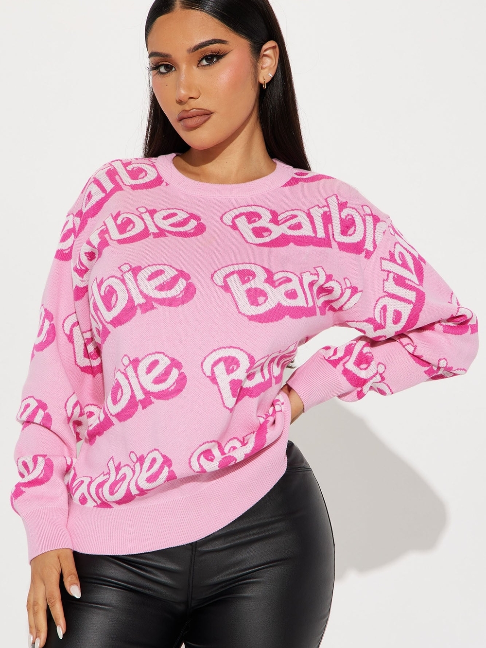 Barbie Pink Logo-Print Pullover Sweater